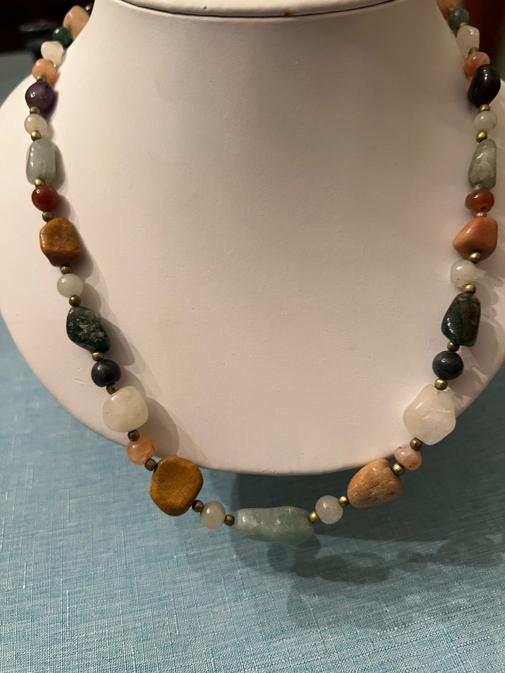 Semi precious gem stone bead necklace 24”